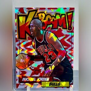 2025 Michael Jordan Chicago Bulls Red Cracked Ice Holographic Kaboom Custom Card